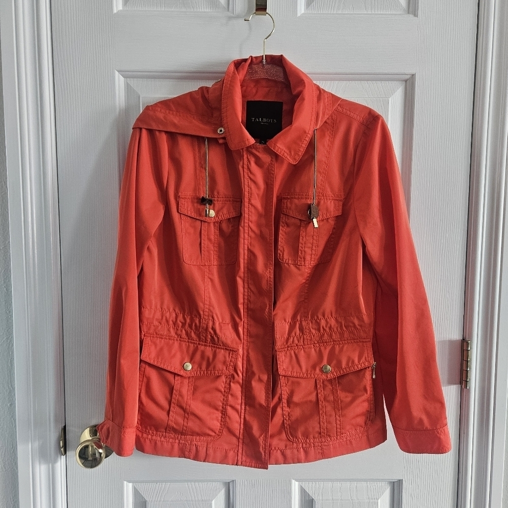 NWOT Talbots Petite Hooded Water Resistant Anorak Rain Jacket/Coat